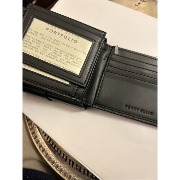 Perry Ellis Portfolio Black Pebble Bifold  Wallet New Retails For $39.50 - Picture 5 of 9